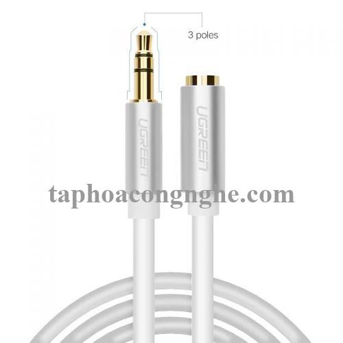 Ugreen 10777 3M màu Trắng Cáp âm thanh 3.5mm nối dài đầu nhôm AV118 30010777